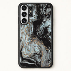 Black And Gold Cloudy Marble Phone Case for Galaxy S26 Ultra