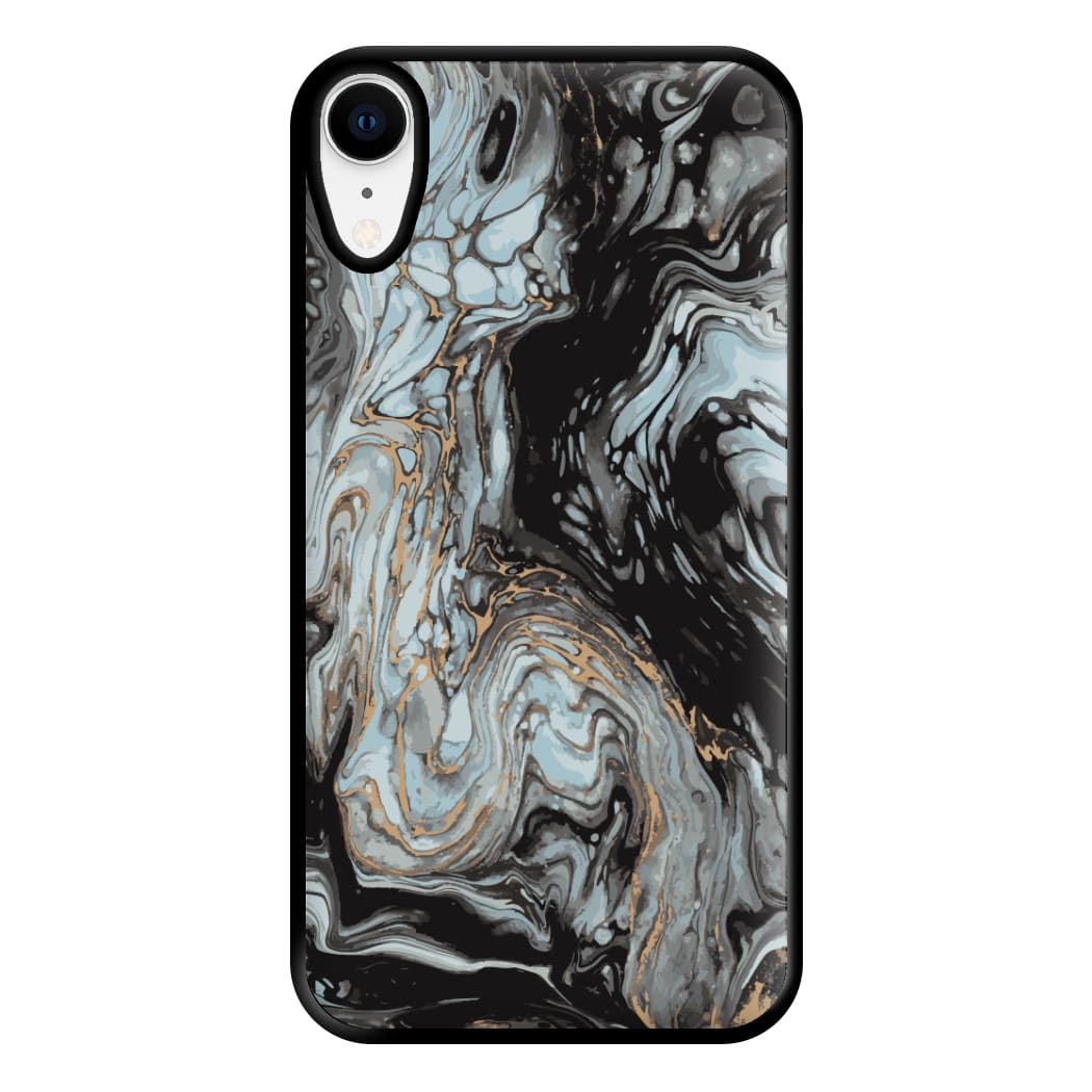 Black And Gold Cloudy Marble Phone Case for iPhone XR