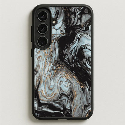 Black And Gold Cloudy Marble Phone Case for Galaxy S25FE
