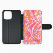 Orange Marble Swirl Flip / Wallet Phone Case 2