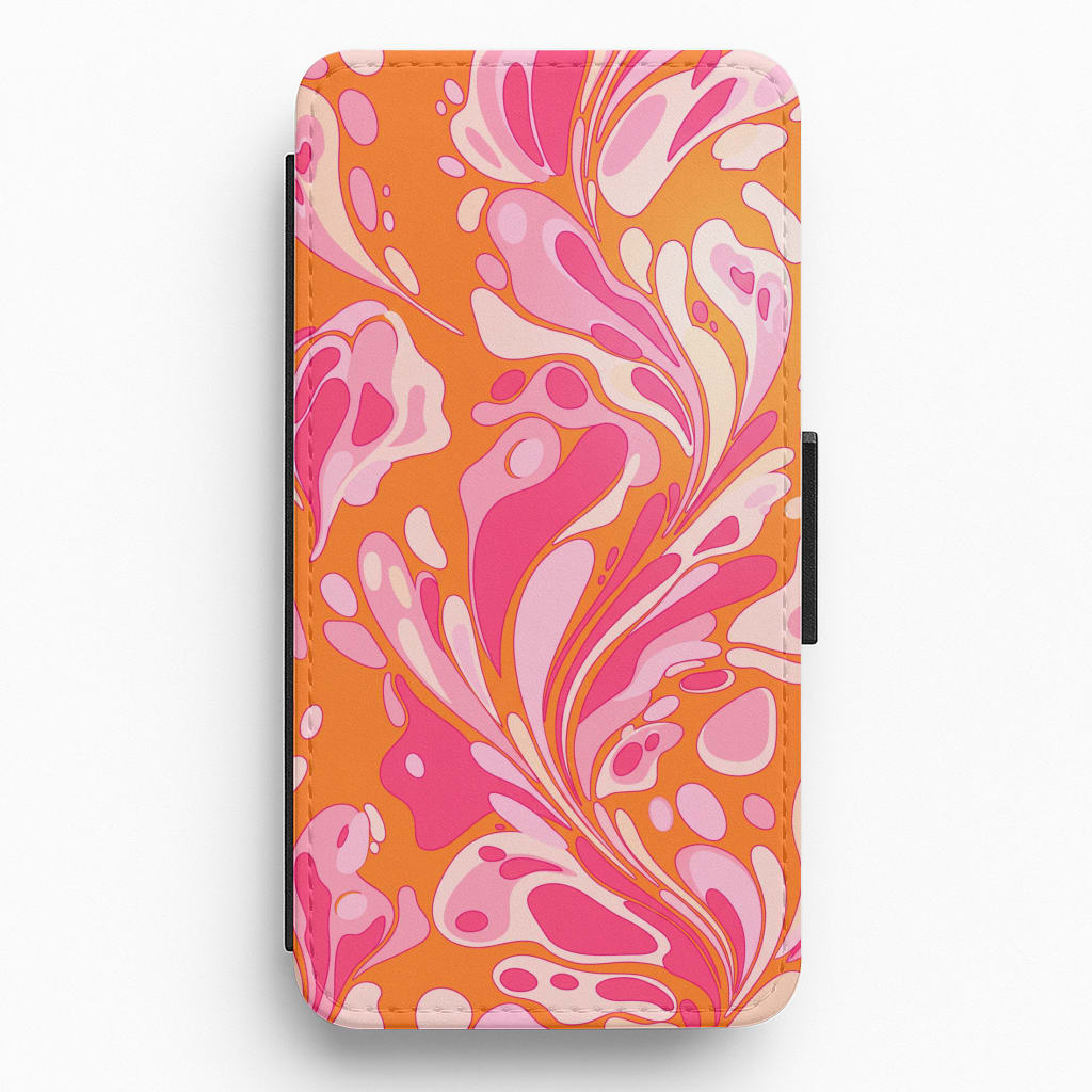 Orange Marble Swirl Flip / Wallet Phone Case