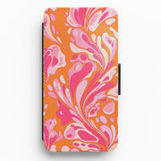 Orange Marble Swirl Flip / Wallet Phone Case 1