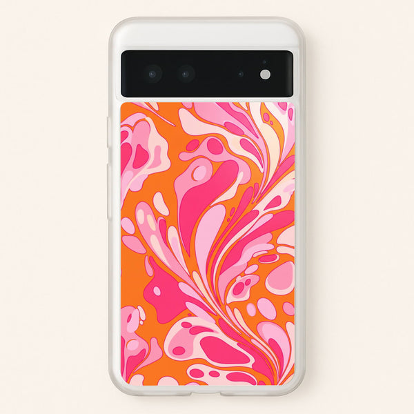 Orange Marble Swirl Phone Case - Google Pixel 6 / Standard