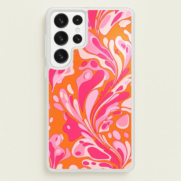 Orange Marble Swirl Phone Case - Galaxy S23 Ultra / Standard