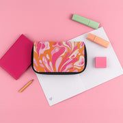 Orange Marble Swirl Pencil Case 3