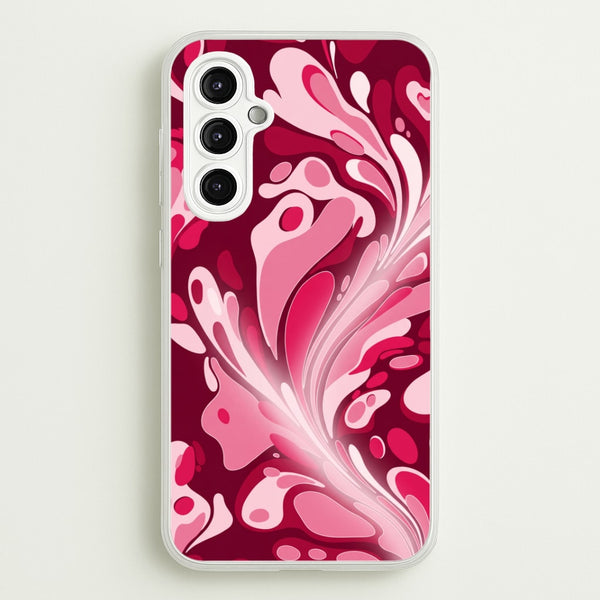 Burgundy & Pink Marble Swirl Phone Case - Galaxy A14 / Standard