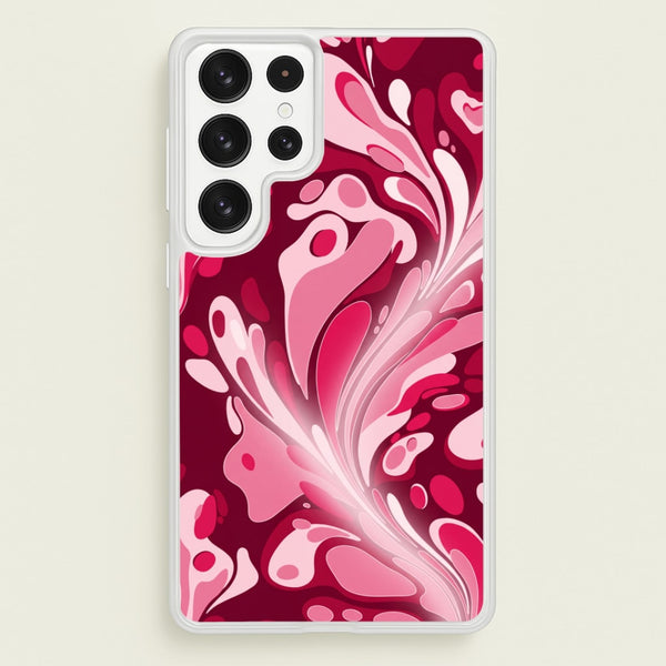Burgundy & Pink Marble Swirl Phone Case - Galaxy S23 Ultra / Standard