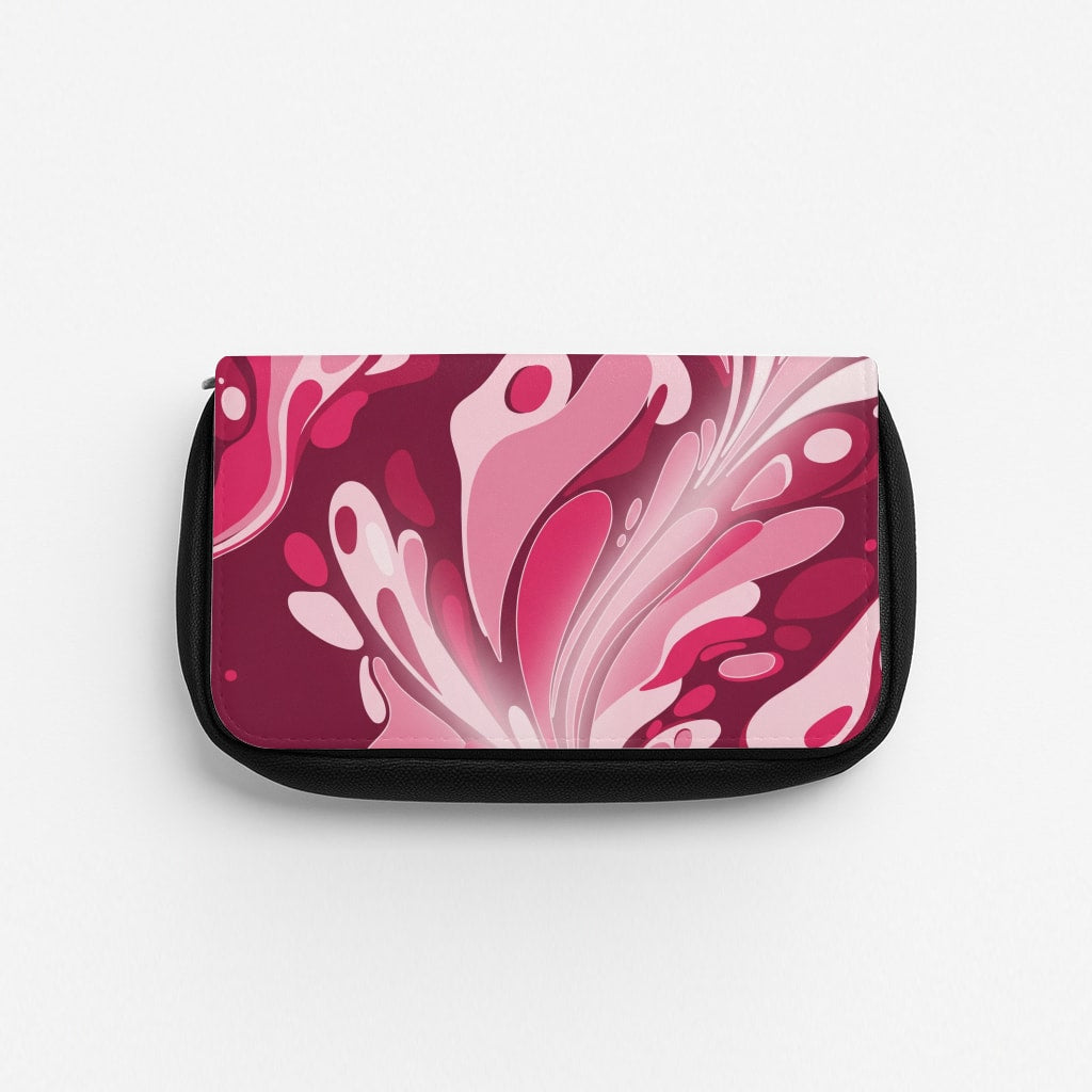Burgundy & Pink Marble Swirl Pencil Case