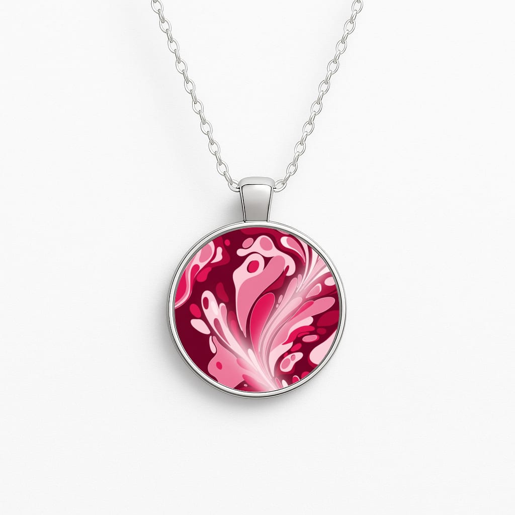 Burgundy & Pink Marble Swirl Necklace