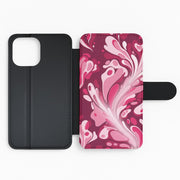 Burgundy & Pink Marble Swirl Flip / Wallet Phone Case 2