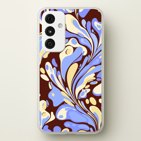 Blue, Yellow & Brown Marble Swirl Phone Case - Galaxy A55 / Standard