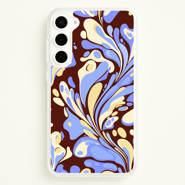 Blue, Yellow & Brown Marble Swirl Phone Case - Galaxy S23 / Standard