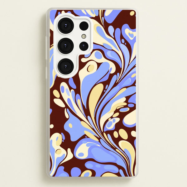Blue, Yellow & Brown Marble Swirl Phone Case - Galaxy S25 Ultra / Standard
