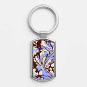 Blue, Yellow & Brown Marble Swirl Luxury Keyring 1