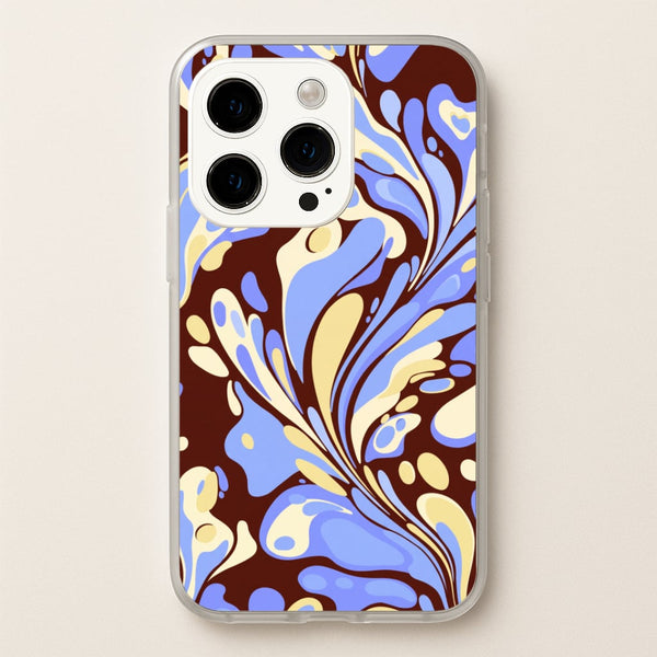 Blue, Yellow & Brown Marble Swirl Phone Case - iPhone 14 Pro / Standard