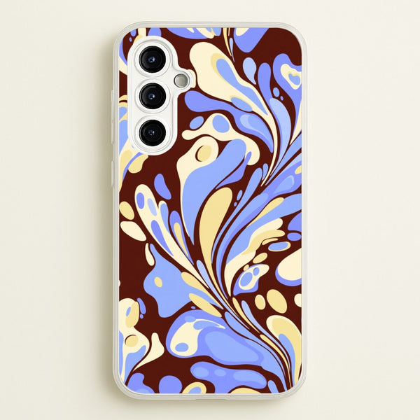Blue, Yellow & Brown Marble Swirl Phone Case - Galaxy A54 / Standard