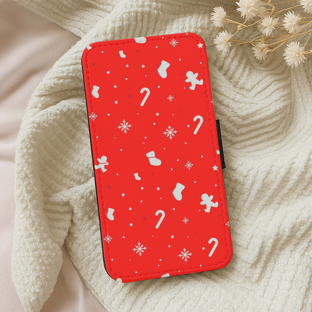 Festive Pattern - Red Wallet Phone Case