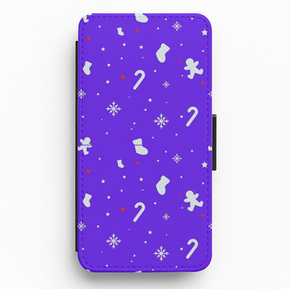 Festive Pattern - Blue Flip / Wallet Phone Case