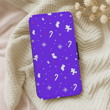Festive Pattern - Blue Wallet Phone Case