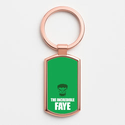 Hulk - Personalised Superhero Comic Rose Gold Keyring