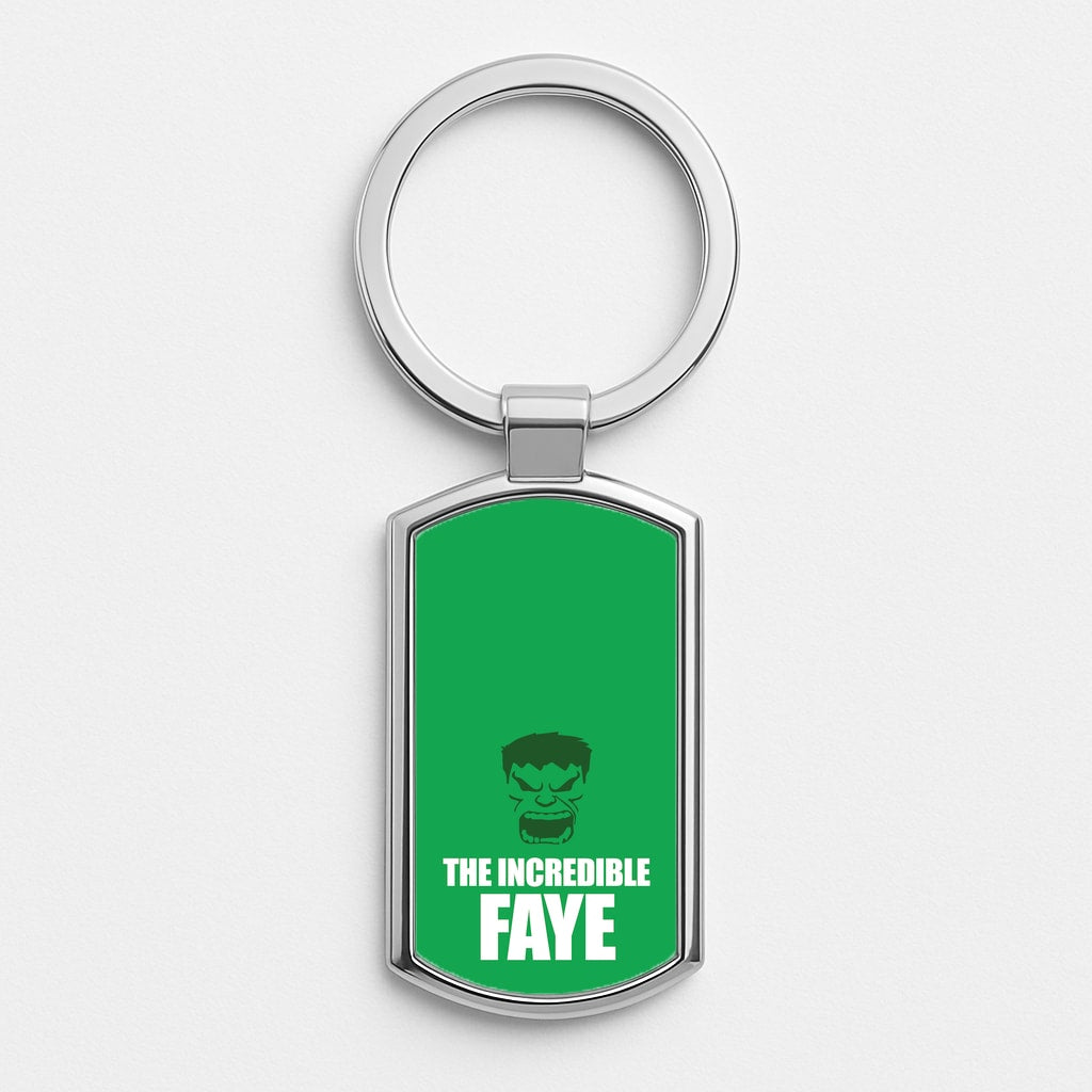 Hulk - Personalised Superhero Comic Silver Keyring