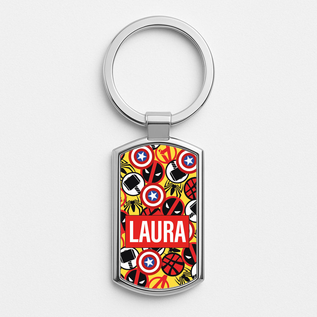 Collage - Personalised Superhero Comic Silver Keyring