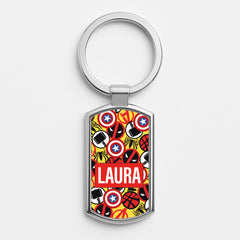 Collage - Personalised Superhero Comic Luxury Keyring