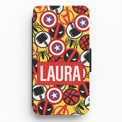 Collage - Personalised Superhero Comic Flip / Wallet Phone Case