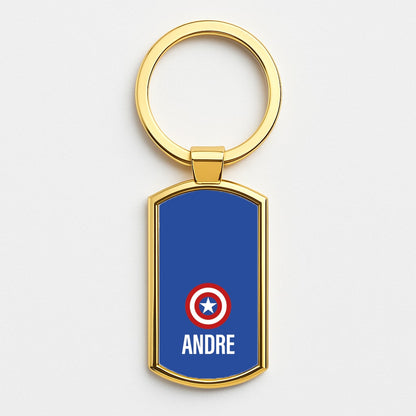Captain America - Personalised Superhero Comic Gold Keyring