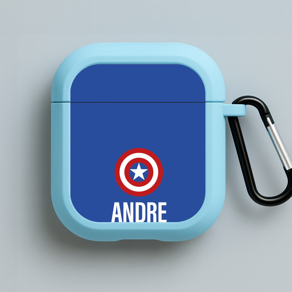 Captain America - Personalised Superhero Comic Blue AirPods Case