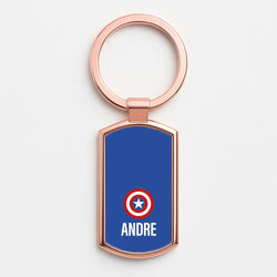 Captain America - Personalised Superhero Comic Rose Gold Keyring