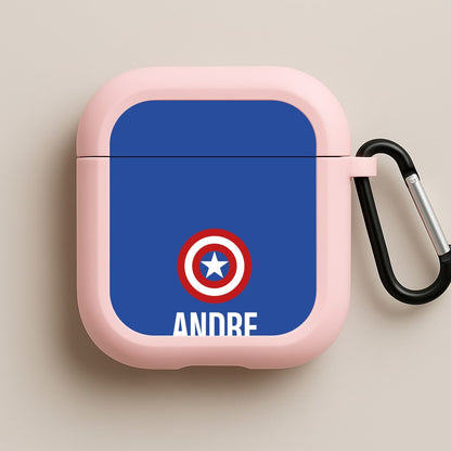 Captain America - Personalised Superhero Comic Pink AirPods Case