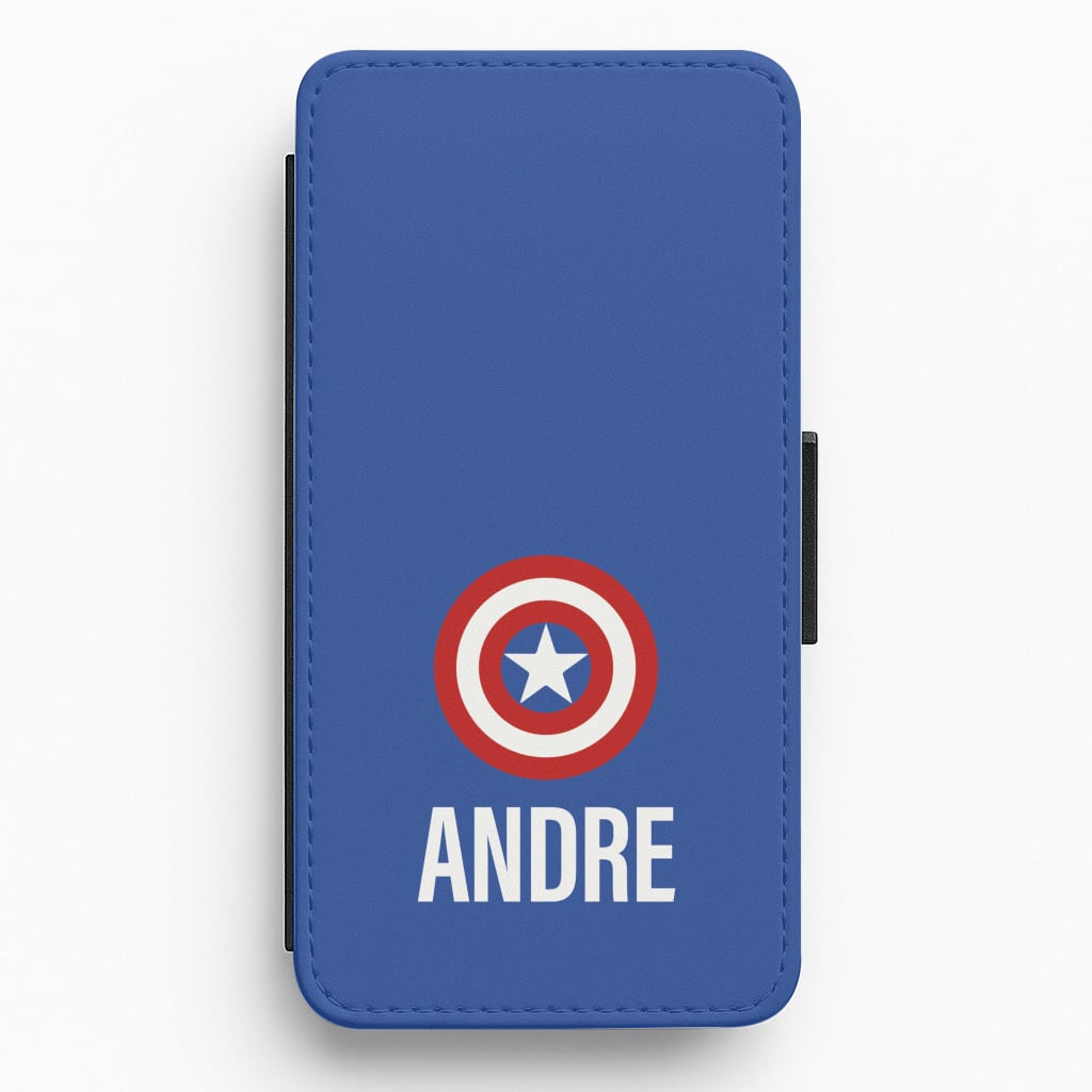 Captain America - Personalised Superhero Comic Flip / Wallet Phone Case