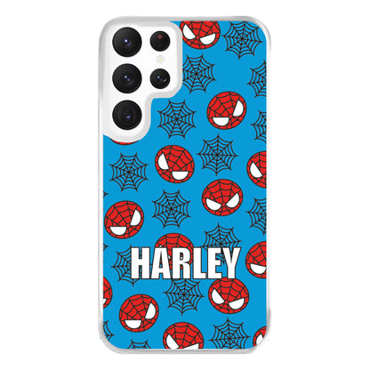 Spiderman And Webs - Personalised Superhero Comic Phone Case for Galaxy S22 Ultra