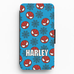 Spiderman And Webs - Personalised Superhero Comic Flip / Wallet Phone Case