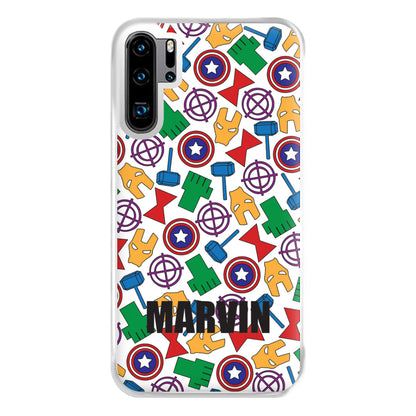 Icon Pattern - Personalised Superhero Comic Phone Case for Huawei P30 Pro