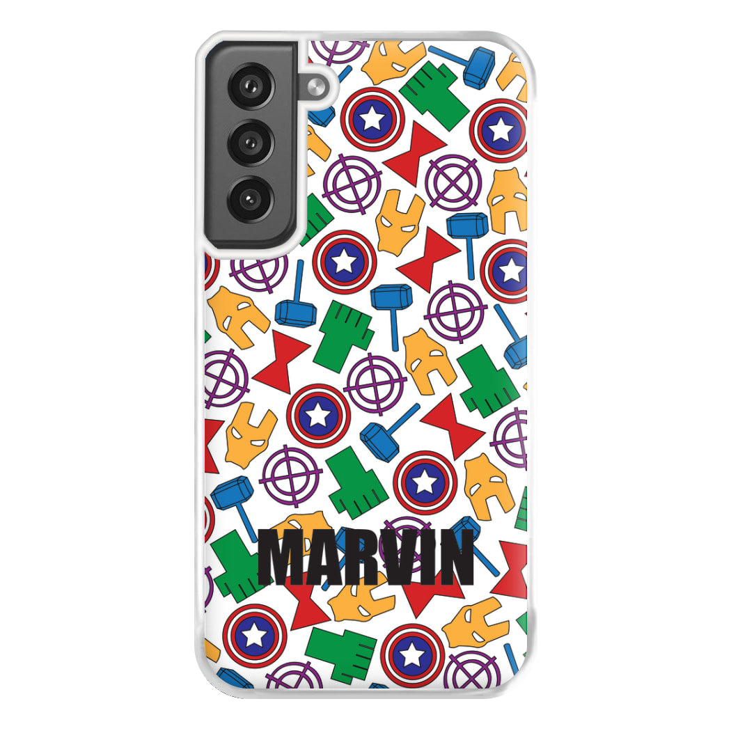 Icon Pattern - Personalised Superhero Comic Phone Case for Galaxy S21FE