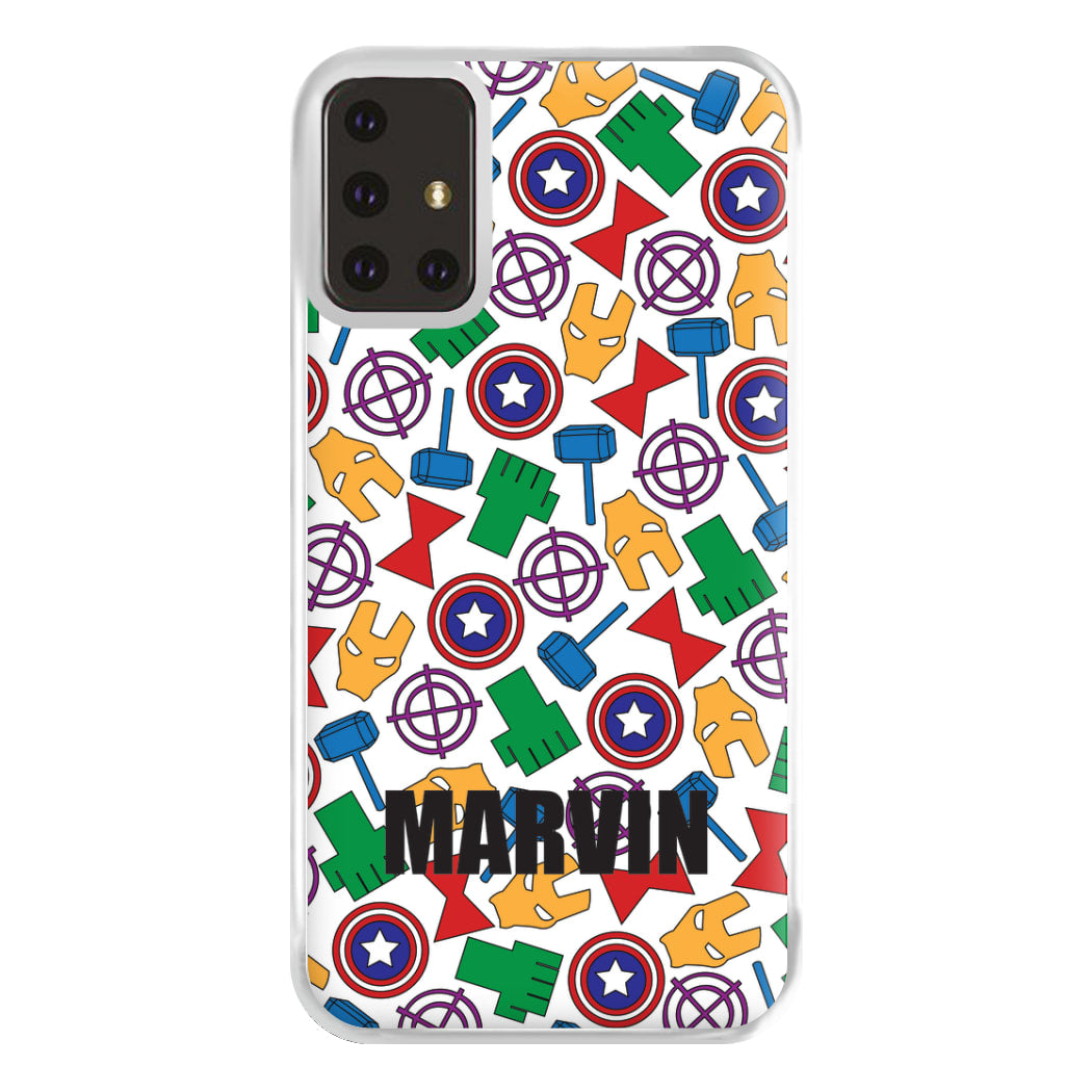 Icon Pattern - Personalised Superhero Comic Phone Case for Galaxy A71