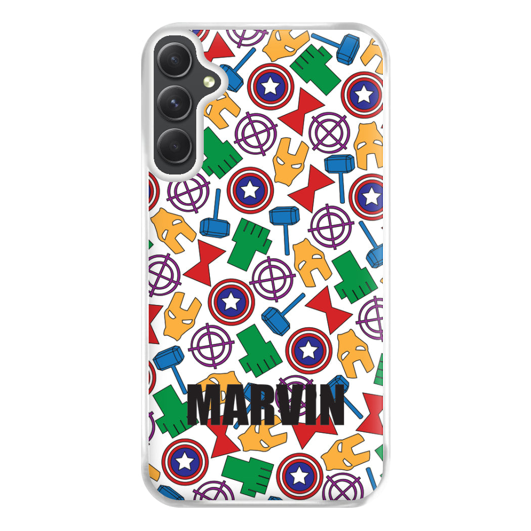 Icon Pattern - Personalised Superhero Comic Phone Case for Galaxy A34