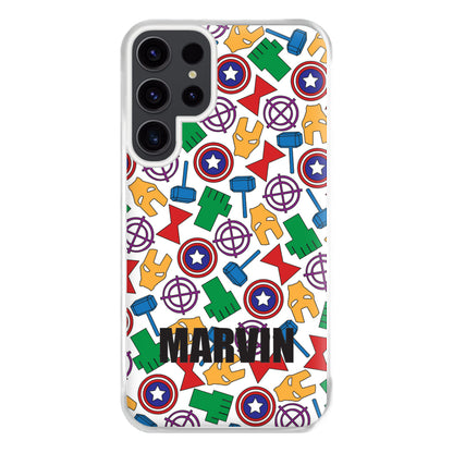 Icon Pattern - Personalised Superhero Comic Phone Case for Galaxy S23 Ultra