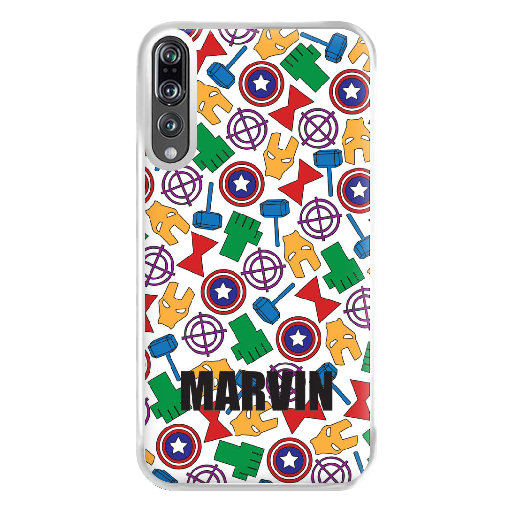 Icon Pattern - Personalised Superhero Comic Phone Case for Huawei P20 Pro