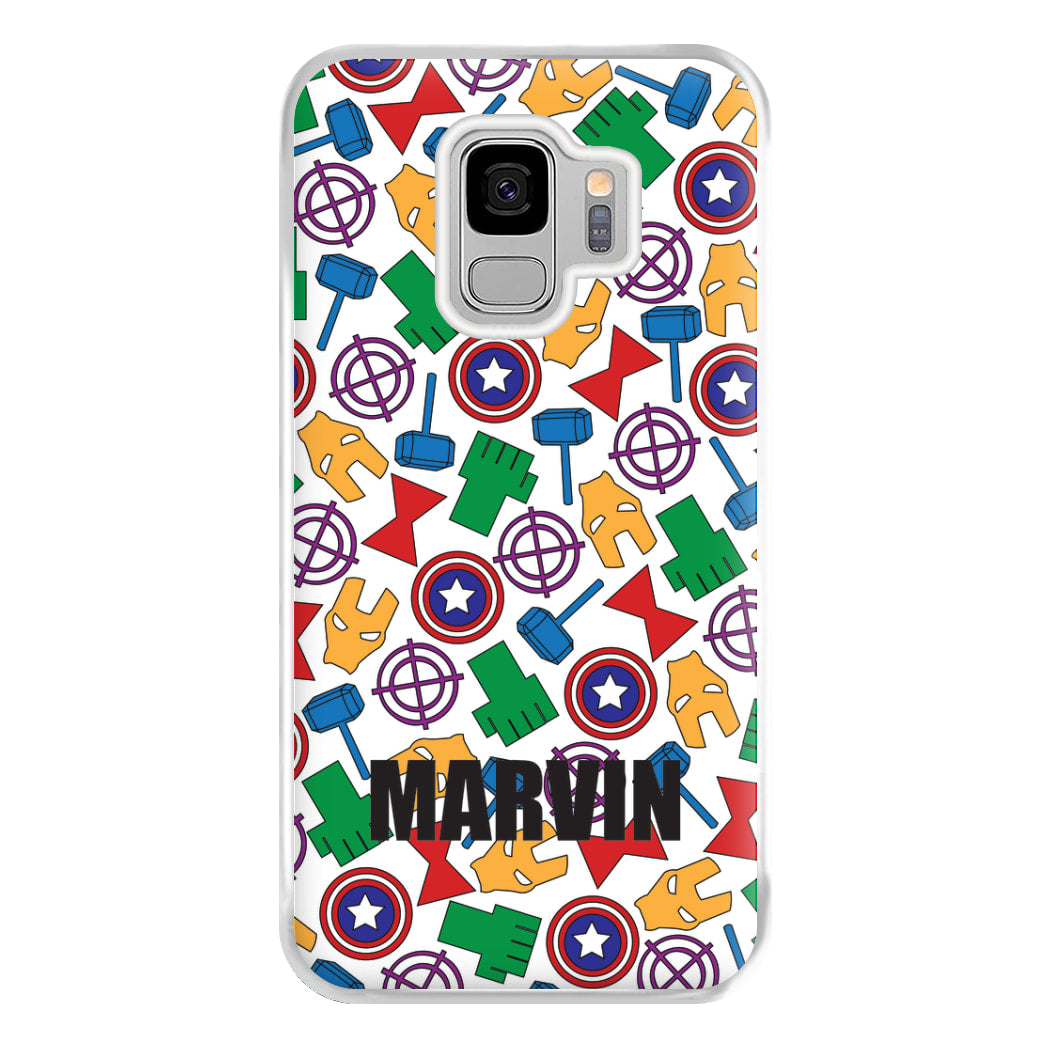 Icon Pattern - Personalised Superhero Comic Phone Case for Galaxy S9 Plus