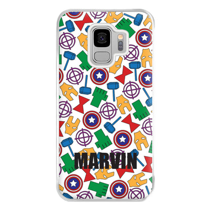 Icon Pattern - Personalised Superhero Comic Phone Case for Galaxy S9 Plus