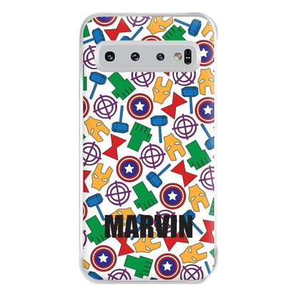 Icon Pattern - Personalised Superhero Comic Phone Case for Galaxy S10 Plus