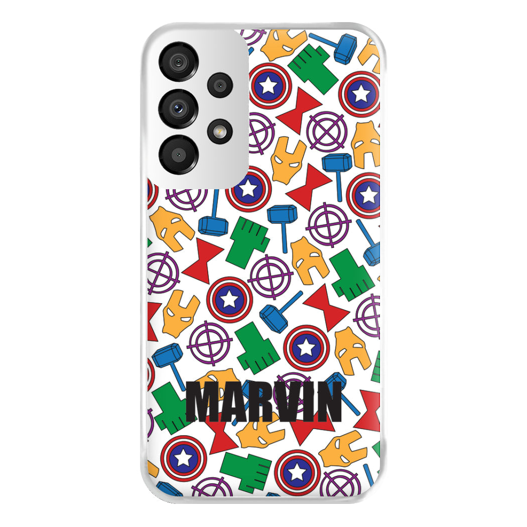 Icon Pattern - Personalised Superhero Comic Phone Case for Galaxy A33