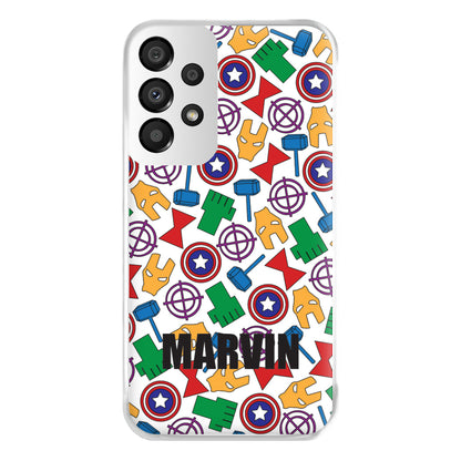 Icon Pattern - Personalised Superhero Comic Phone Case for Galaxy A33