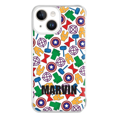 Icon Pattern - Personalised Superhero Comic Phone Case for iPhone 14