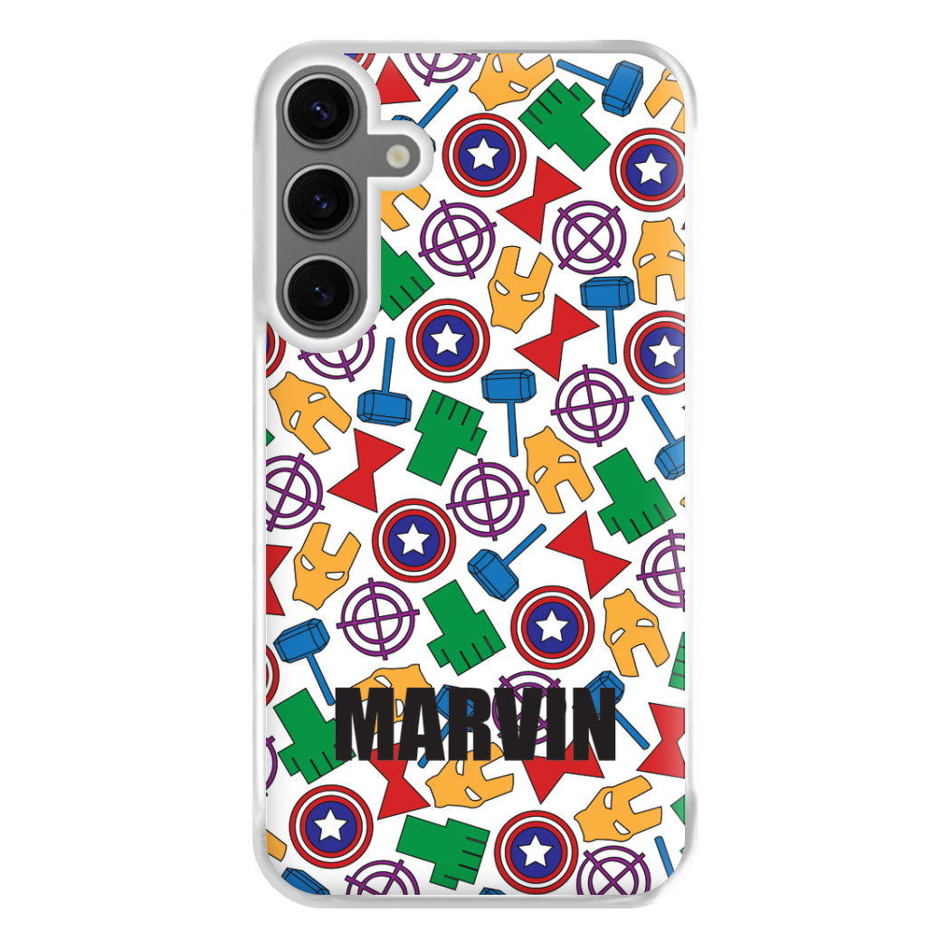 Icon Pattern - Personalised Superhero Comic Phone Case for Galaxy S24FE