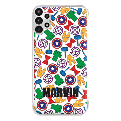 Icon Pattern - Personalised Superhero Comic Phone Case for Galaxy A13