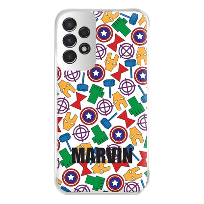 Icon Pattern - Personalised Superhero Comic Phone Case for Galaxy A53